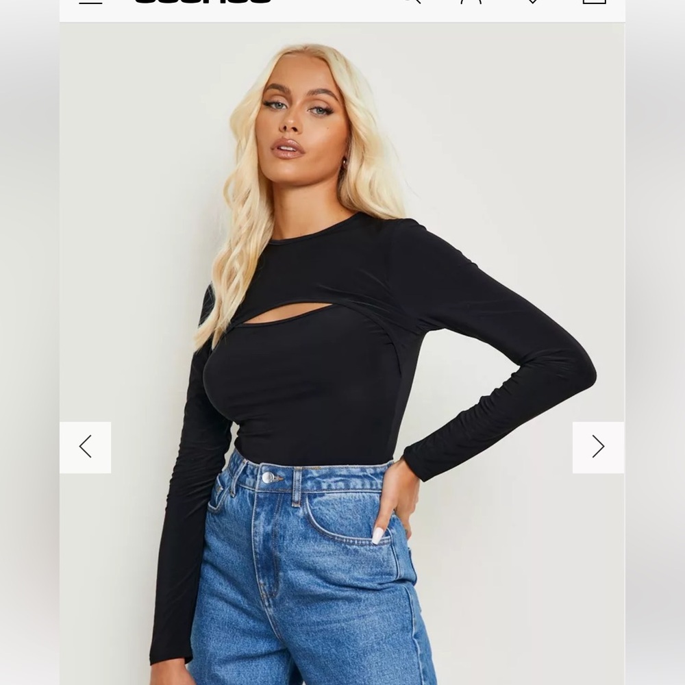 Bohoo Black ribbed keyhole bodysuit